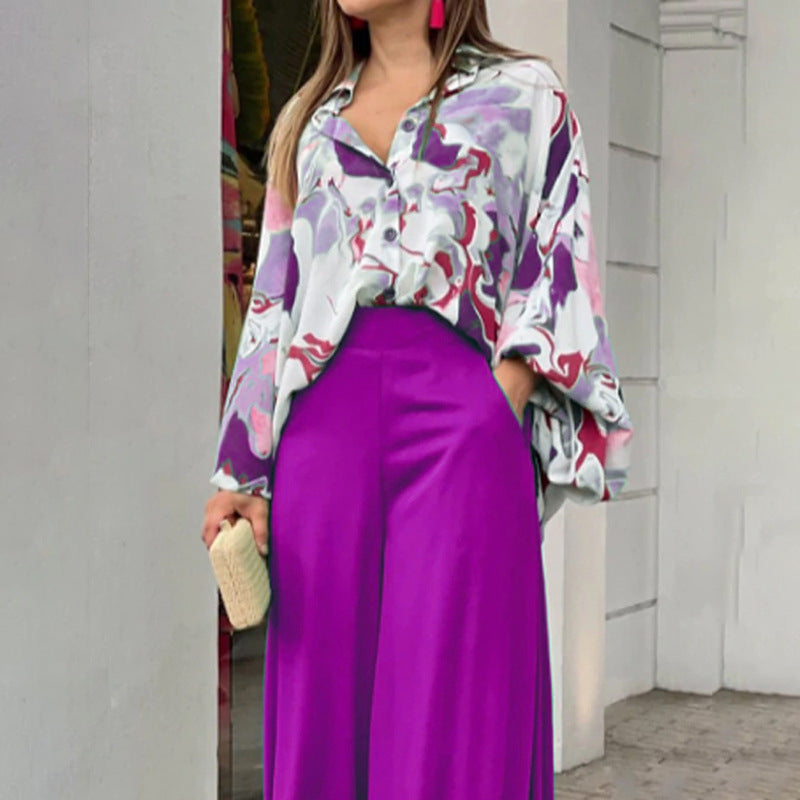 Solid Color Wide-leg Pants