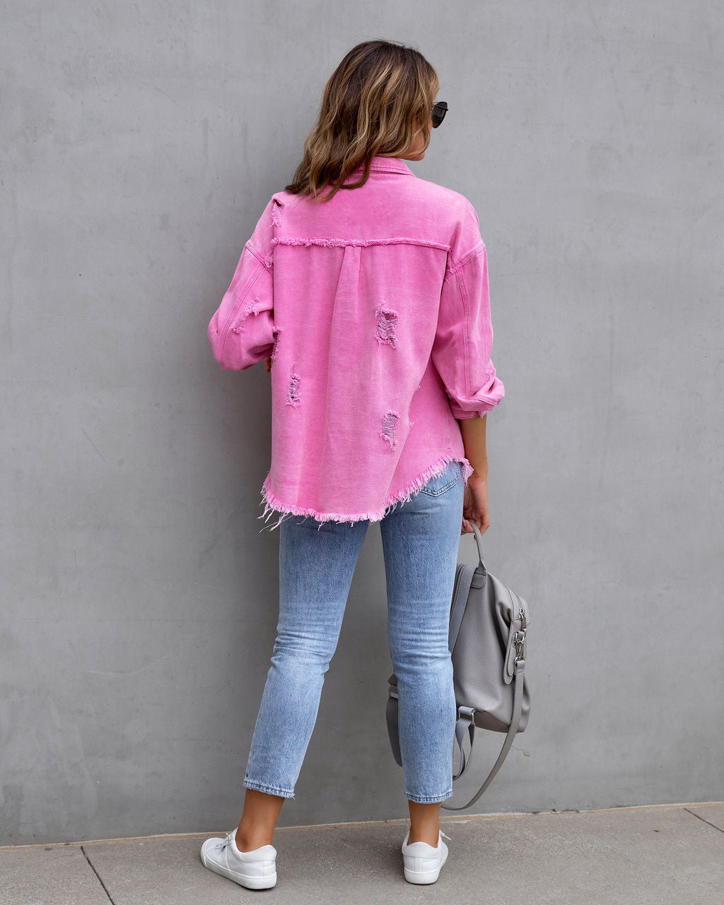 Fashion Ripped Shirt Jacket Female Autumn And Spring Casual Tops Women's Clothing