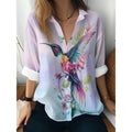 Floral Print Long-sleeved Shirt Women's Casual Button Tops Clothing
