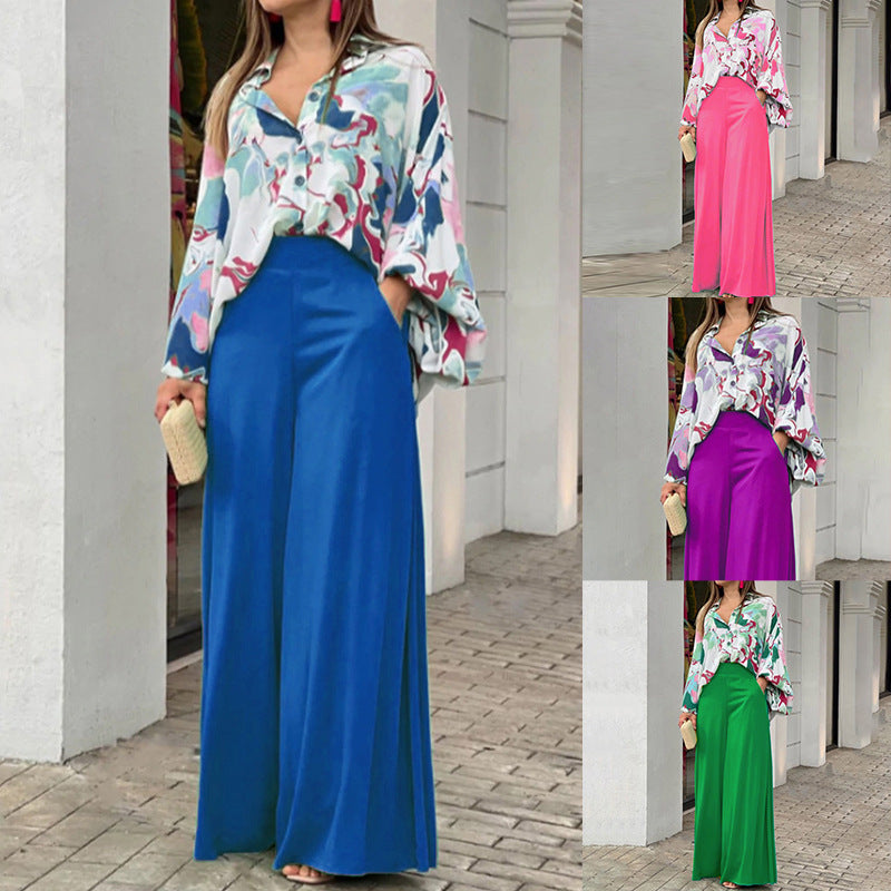 Solid Color Wide-leg Pants