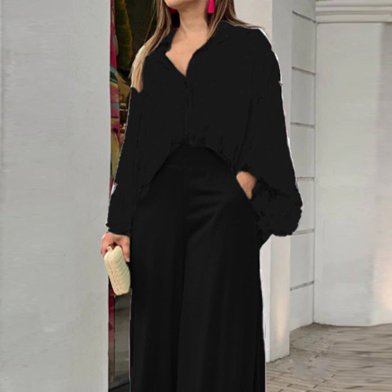Solid Color Wide-leg Pants