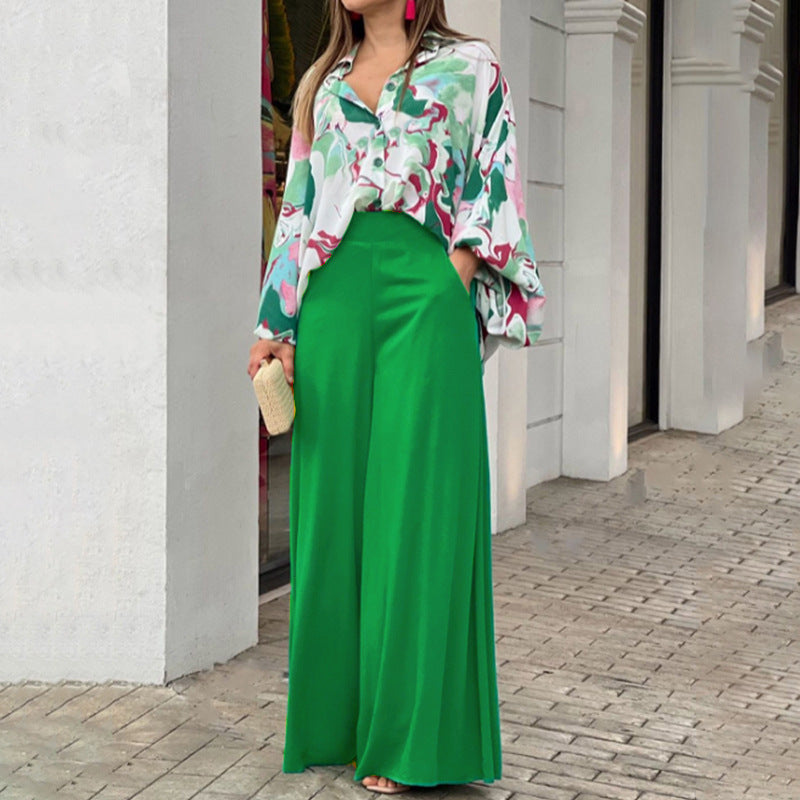Solid Color Wide-leg Pants