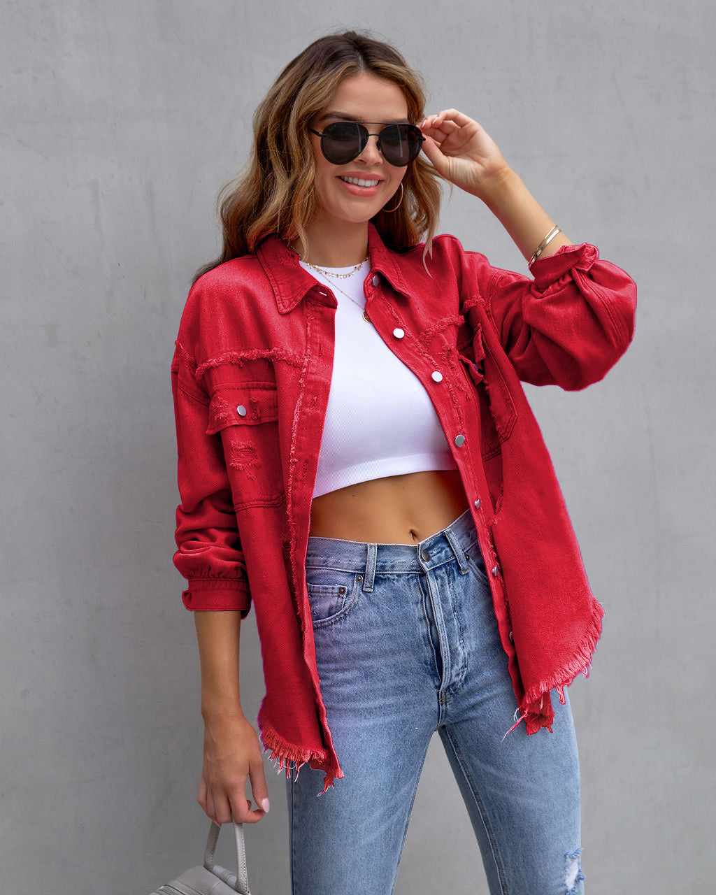 Fashion Ripped Shirt Jacket Female Autumn And Spring Casual Tops Women's Clothing