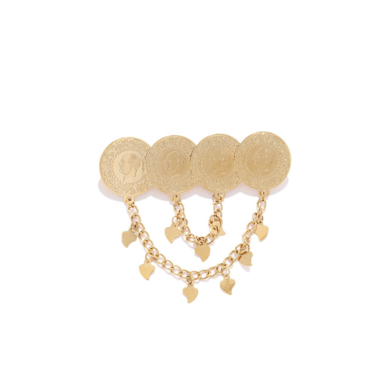 Vintage Coin Tassel Brooch Pin